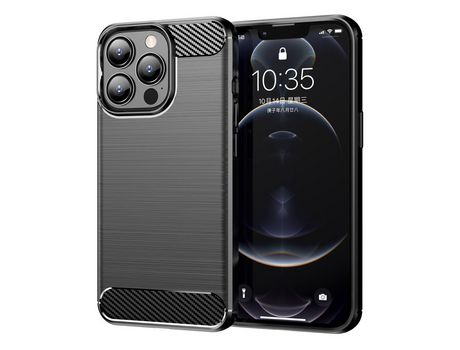 Funda TPU textura de fibra de carbono anti-impresión digital negro por iPhone 13 Pro Max