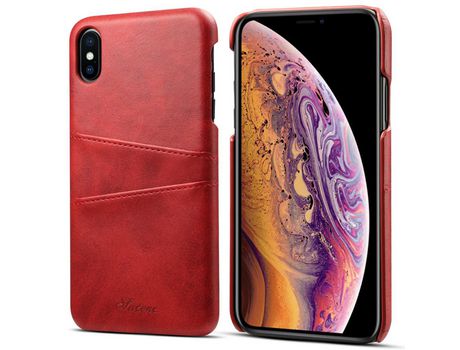 Funda TPU + PU con slots de tarjeta rojo por iPhone XS Max 6.5