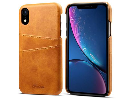 Funda TPU + PU Anti-lágrimas con slots de tarjeta caqui por iPhone XR 6.1