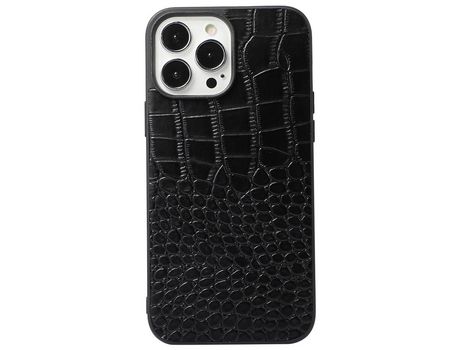 Funda de couro genuino textura de cocodrilo negro por iPhone 13 Pro 6.1