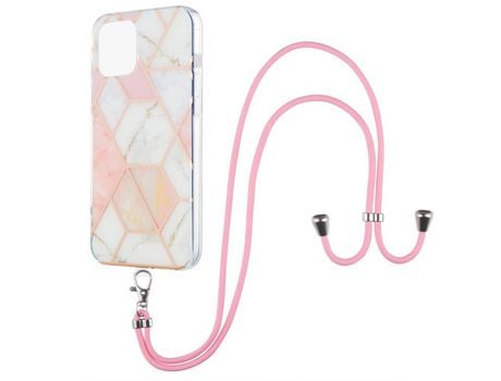 Funda TPU patrón de ultra mármol de 20 mm galvanizado con cable rosa/branco por iPhone 13 mini 5.4