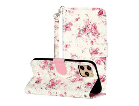 Carcasa PU blanqueamiento con pontos claro sellado en relevo flor por Apple iPhone 11 Pro Max 6.5