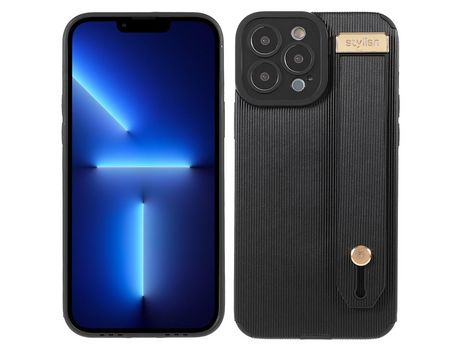 Funda TPU + microfibra a prueba de choques con suporte de pulso negro por iPhone 13 Pro Max 6.7