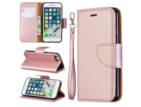 Carcasa PU lichia ouro rosa con apoyo por Apple iPhone 7/8