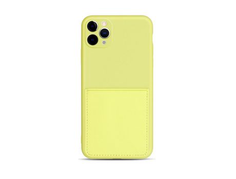 Carcasa silicona flexible con suporte de tarjeta amarelo por Apple iPhone 11 Pro Max 6.5