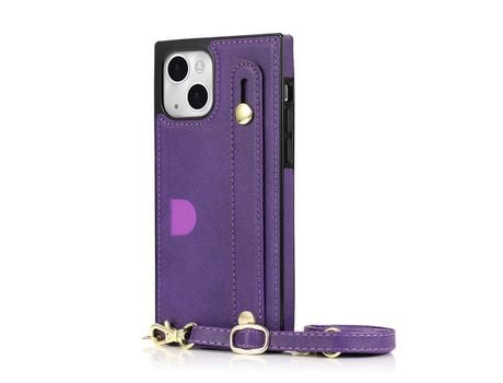 Funda TPU + PU con suporte de pontapé leitores de tarjetas púrpura por iPhone 13 6.1