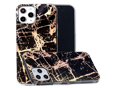 Carcasa TPU Galvanoplastia de ouro rosa patrón de mármol negro por Apple iPhone 12 Pro Max 6.7