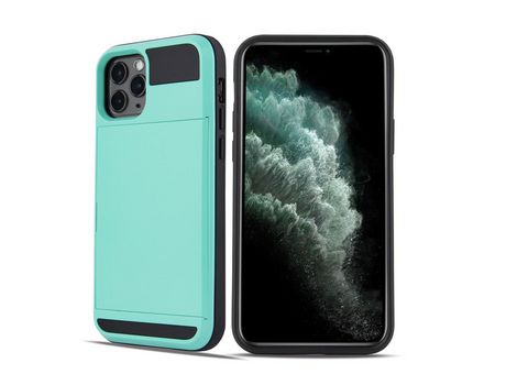 Carcasa TPU deslizar con suporte por tarjeta verde por Apple iPhone 12 Pro Max 6.7