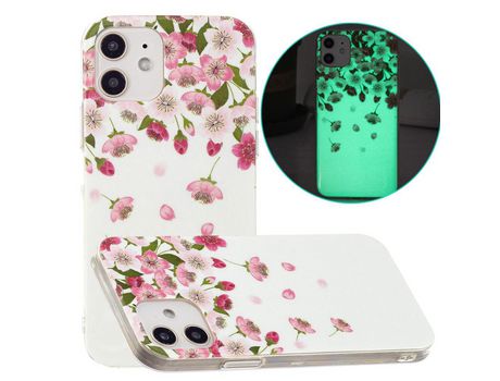 Funda TPU brilho en negro resistente a riscos flores de cerejeira luminosas por iPhone 12 mini 5.4