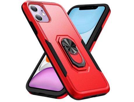 Funda TPU con muleta giratória 360° rojo/negro por iPhone 11 6.1