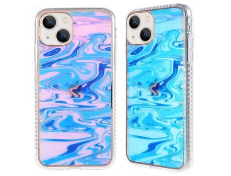 Funda TPU patrón aquarela efeito aurora galvanoplastia azul por iPhone 13 mini 5.4