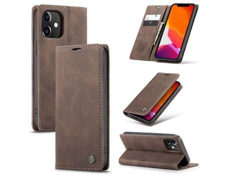 Carcasa PU auto-absorbido café por Apple iPhone 12 Max/12 Pro 6.1