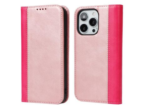 Funda PU + TPU autoabsorbente ouro rosa de dois tons/splicing rosa por iPhone 13 Pro 6.1