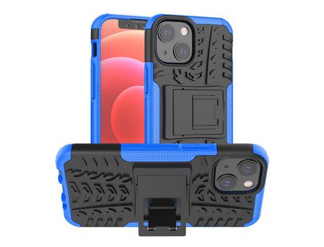 Funda TPU Textura de pneu 2 en 1 a prueba de choques con suporte suporte azul por iPhone 13 mini 5.4