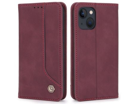 Funda PU absorción magnética con soporte vinho tinto por iPhone 13 mini 5.4