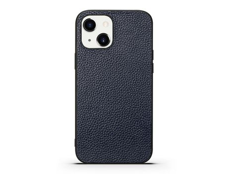 Funda TPU + couro genuino textura de lichi cortada con precisão azul a prueba de choques por iPhone 13 mini 5.4