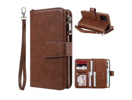 Carcasa PU con estante con apoyo marrom por Apple iPhone 12/12 Pro