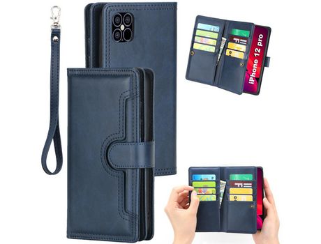 Carcasa PU con varios titulares de tarjeta azul por Apple iPhone 12 5.4