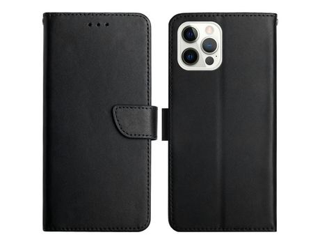 Funda de couro genuino textura napa cor sólida con soporte negro por iPhone 13 Pro 6.1