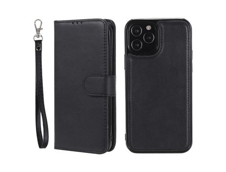 Funda PU + TPU anti-queda magnético removível 2 en 1 negro por iPhone 12/12 Pro 6.1