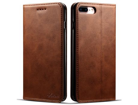 Funda PU absorción magnética con soporte marrón por iPhone 7 Plus/8 Plus 5.5 inch