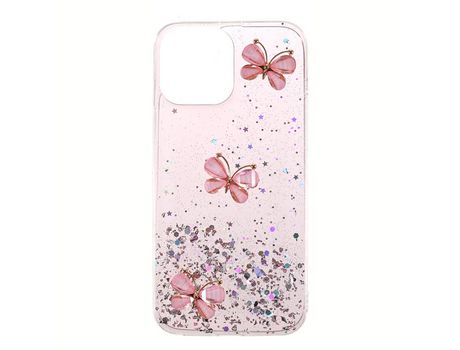 Funda TPU patrón de mariposa 3D rosa brilhante por iPhone 13 mini 5.4
