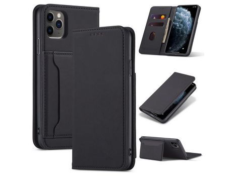 Carcasa PU con apoyo negro por Apple iPhone 11 Pro 5.8