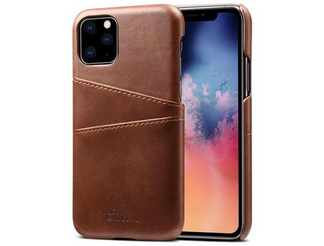 Funda TPU + PU con slots de tarjeta marrón por iPhone 11 Pro 5.8