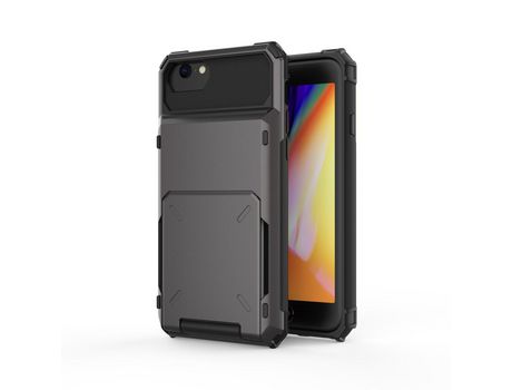 Carcasa TPU flip híbrido con suporte por tarjeta Gris por Apple iPhone SE (2nd Gen)/8/7 4.7
