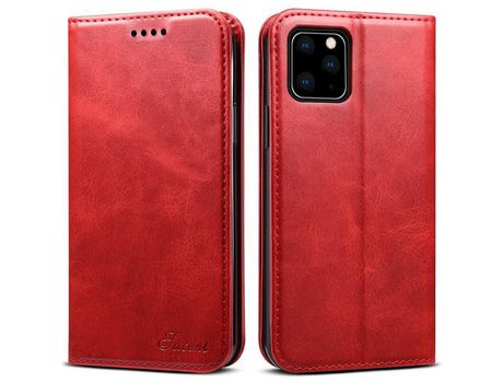 Funda PU absorción magnética con soporte rojo por iPhone 11 Pro 5.8