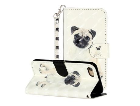 Carcasa PU impresión de patrón de blanqueamiento compunto de luz flip con apoyo perro por Apple iPhone 7/8/SE (2nd Gen)