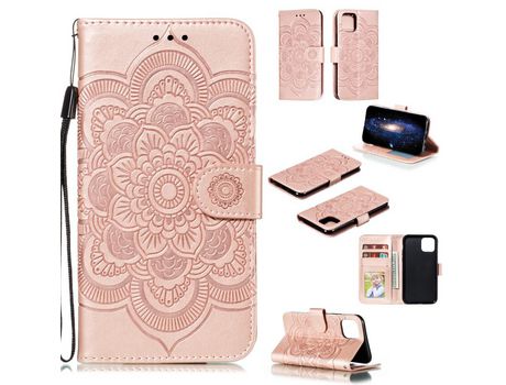 Carcasa PU teste patrón dy flor da mandala do sol rosa por Apple iPhone XS/X 5.8 pouces (2019)