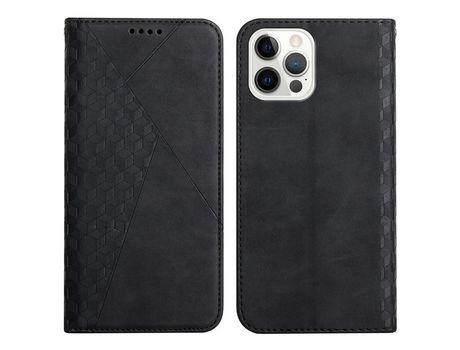 Funda PU + TPU patrón de diamante con fundo negro por iPhone 12/12 Pro 6.1