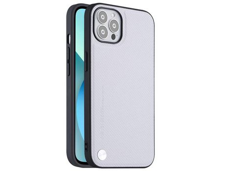 Funda TPU + PU X-LEVEL textura de fibra de carbono antiderrapante cinza por iPhone 13 Pro Max 6.7