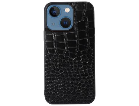 Funda de couro genuino Anti-lágrimas textura de cocodrilo negro por iPhone 13 mini 5.4