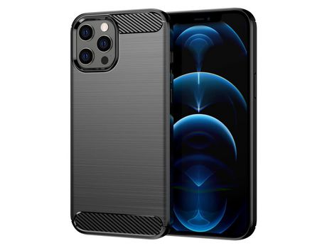 Funda TPU textura de fibra de carbono flexível negro por iPhone 12 Pro Max 6.7