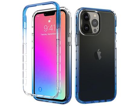 Funda TPU cor gradiente de luz azul transparente por iPhone 13 Pro Max 6.7