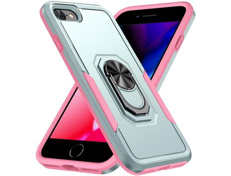 Funda TPU con suporte dobrável Verde/rosa por iPhone SE (2022)/SE (2020)/7/8 4.7