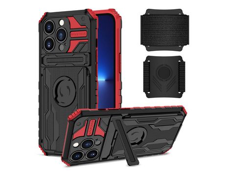 Funda TPU camada dupla con muleta rojo por iPhone 13 Pro 6.1
