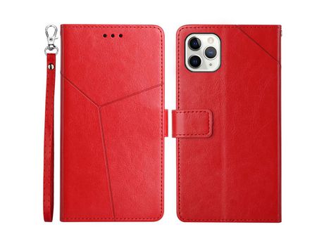 Funda PU patrón de linhas en forma de y rojo por iPhone 11 Pro 5.8