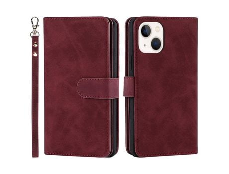 Funda PU a prueba de choques vinho tinto por iPhone 13 mini 5.4