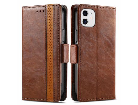 Funda PU CASENEO con soporte castanho escuro por iPhone 12 mini 5.4