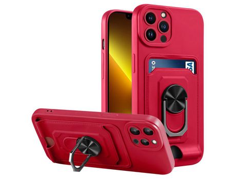 Funda TPU con suporte y suporte de tarjeta rojo por iPhone 13 Pro Max 6.7