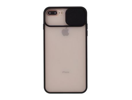 Carcasa TPU combinación mate con cámara deslizar negro por Apple iPhone 8 Plus/7 Plus 5.5