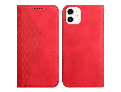 Funda PU + TPU patrón de diamante con suporte magnético rojo por iPhone 12 mini 5.4