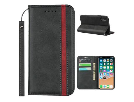 Carcasa PU textura auto-absorvida con apoyo y dibujo negro por Apple iPhone X/XS 5.8