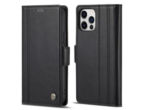 Funda PU + TPU LC.IMEEKE a prueba de choques con suporte y porta-tarjetas negro por iPhone 13 Pro 6.7