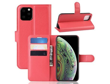 Carcasa PU rojo con apoyo por Apple iPhone 5.8 (2019)