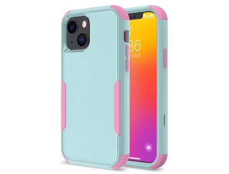 Funda TPU 3 en 1 desmontable a prueba de choques Anti-lágrimas Cinza verde/rosa por iPhone 13 mini 5.4