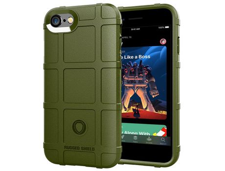 Carcasa TPU piel quadrada robusta anti-choque verde armado por Apple iPhone SE (2nd Gen)/8/7 4.7